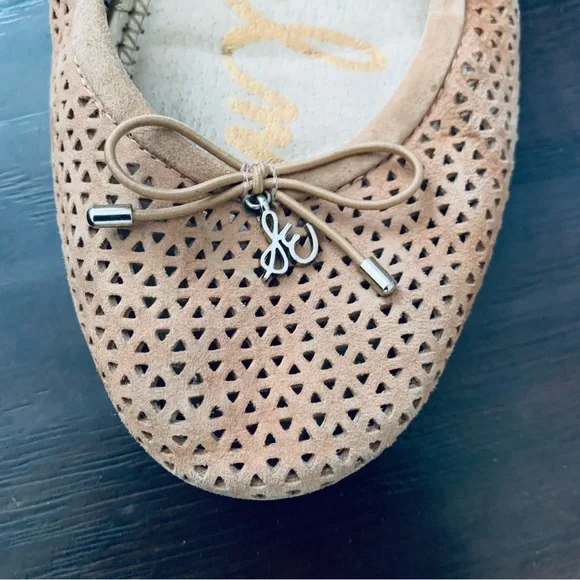 Sam Edelman Tan/Nude Felicia 2 Perforated Suede Slip-On Ballet Flats | Size: 7.5 - Picture 3 of 5